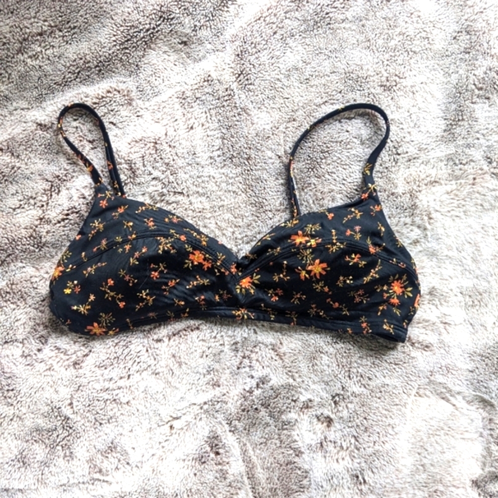 NWT Madewell Ora Bikini Top in Black Floral
